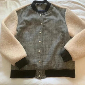 Strut and bolt women gingham varsity jacket size M fleece
